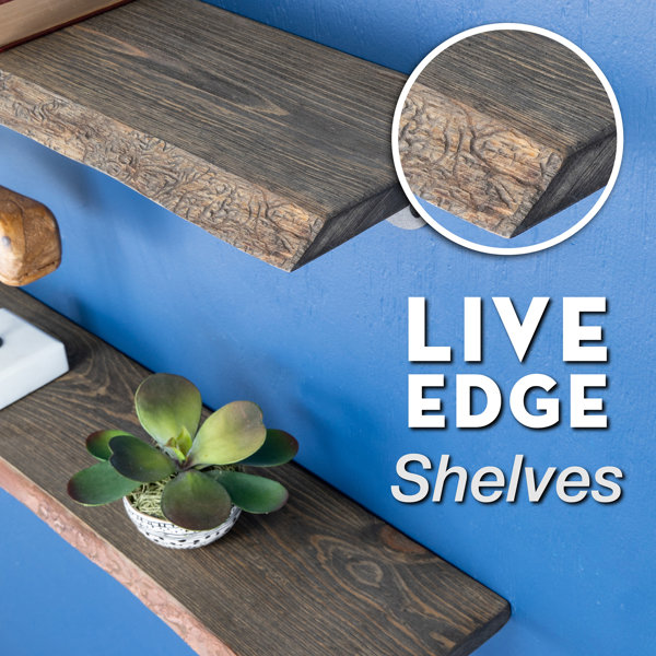 Williston Live Edge Wood Shelf With Industrial LShaped Pipe